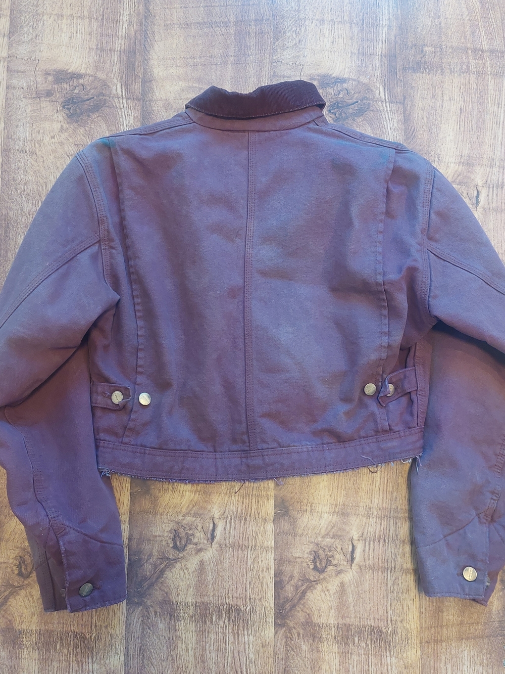 Carhartt Maroon Work Jacket - Cropped Canvas Unisex Women Men Custom No Zip Red - Picture 8 of 16